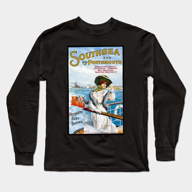 Vintage Travel Poster  - Portsmouth Long Sleeve T-Shirt by Starbase79